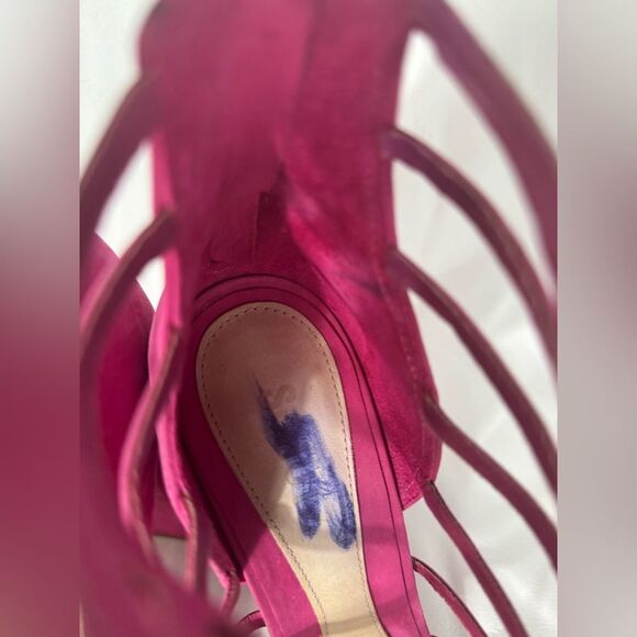 Schutz Women’s 9.5 JULIANNA BLOCK NUBUCK SANDAL Hot Pink Heels - Picture 8 of 11